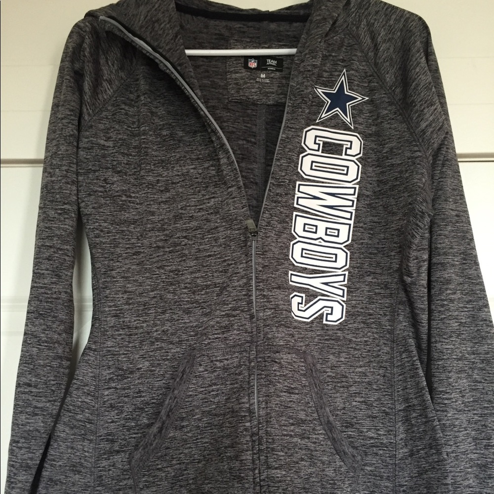 Cowboys fleece, thumb hole zip down hoodie